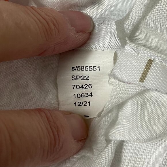 LOFT Dress Womens XL White Blue Orange Floral Swiss Dot - Picture 10 of 12